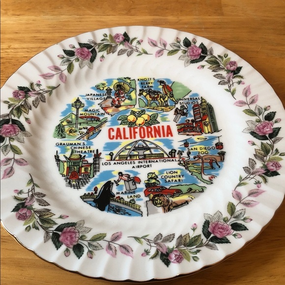 Creative fine china California Souvenir Plate with Floral Design - Picture 2 of 8